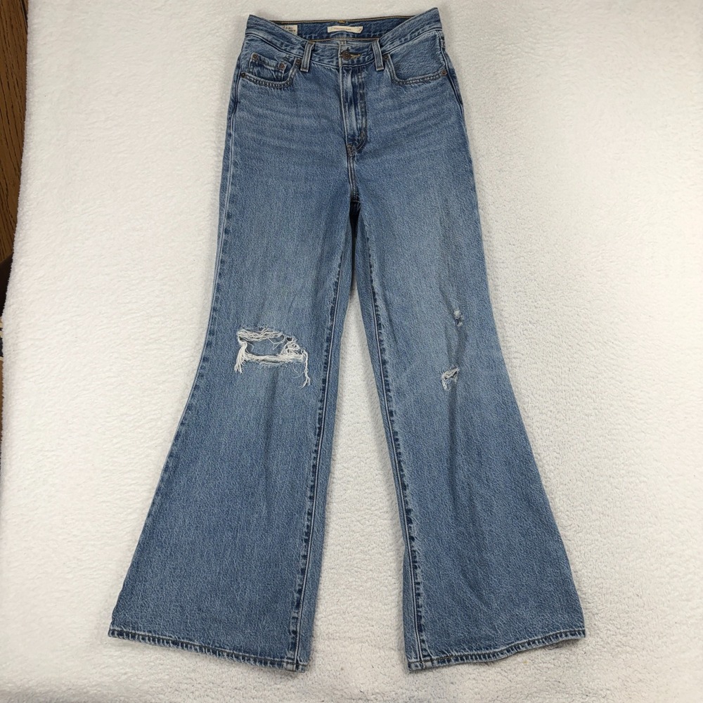 Levis Premium High Loose Flare Jeans Womens 26 (28x30) Light Wash High Rise